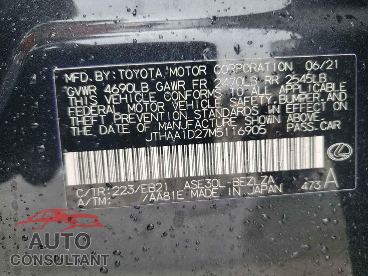 LEXUS IS 2021 - JTHAA1D27M5116905