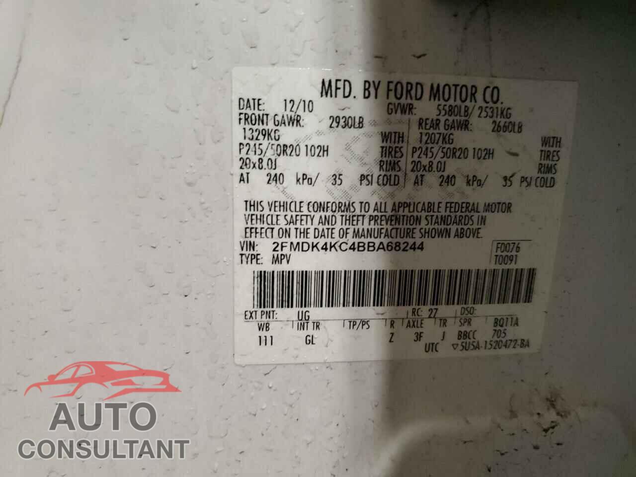 FORD EDGE 2011 - 2FMDK4KC4BBA68244