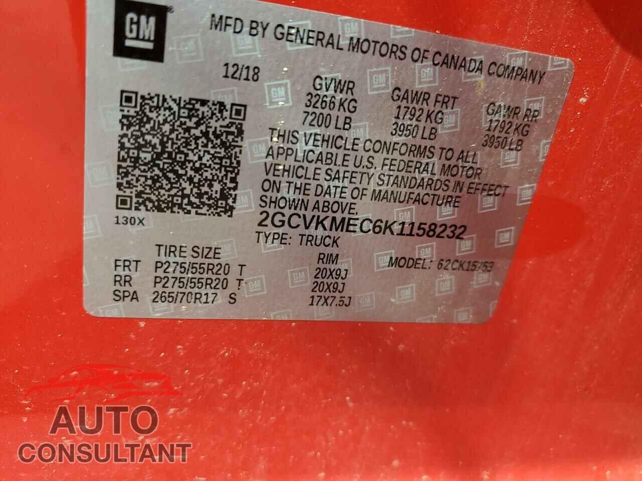 CHEVROLET SILVERADO 2019 - 2GCVKMEC6K1158232