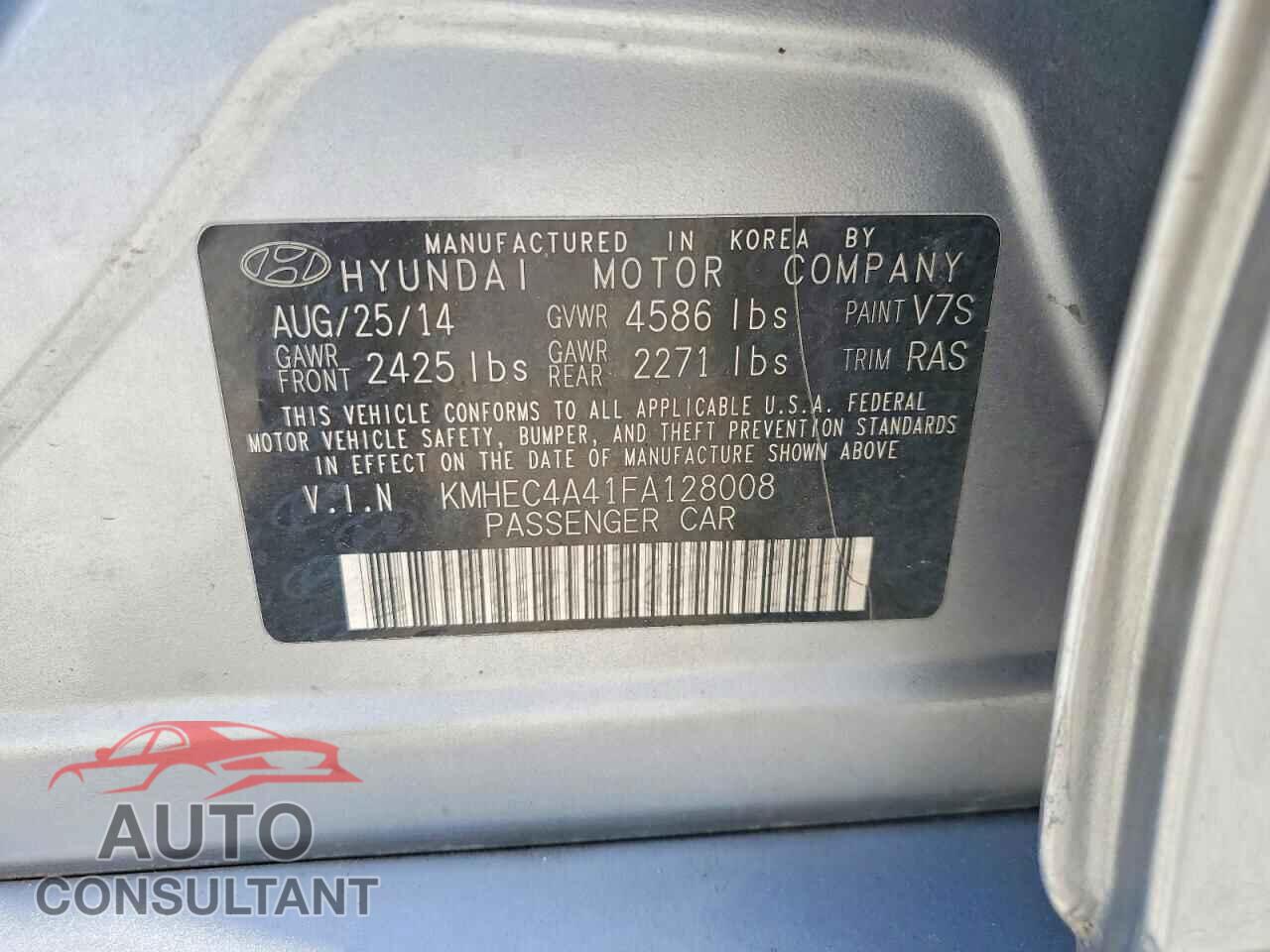 HYUNDAI SONATA 2015 - KMHEC4A41FA128008