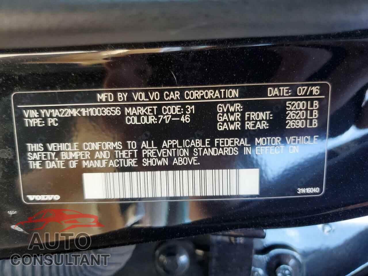 VOLVO S90 2017 - YV1A22MK1H1003656