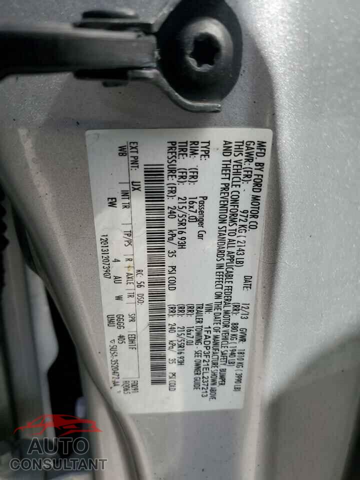 FORD FOCUS 2014 - 1FADP3F21EL237213