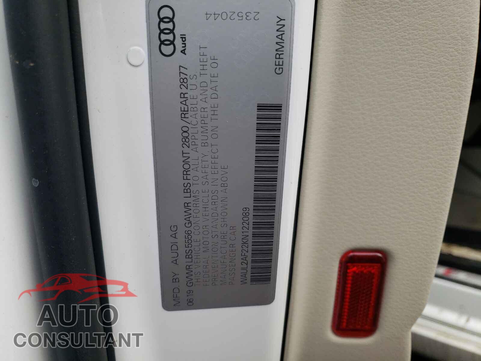 AUDI A6 2019 - WAUL2AF22KN122089
