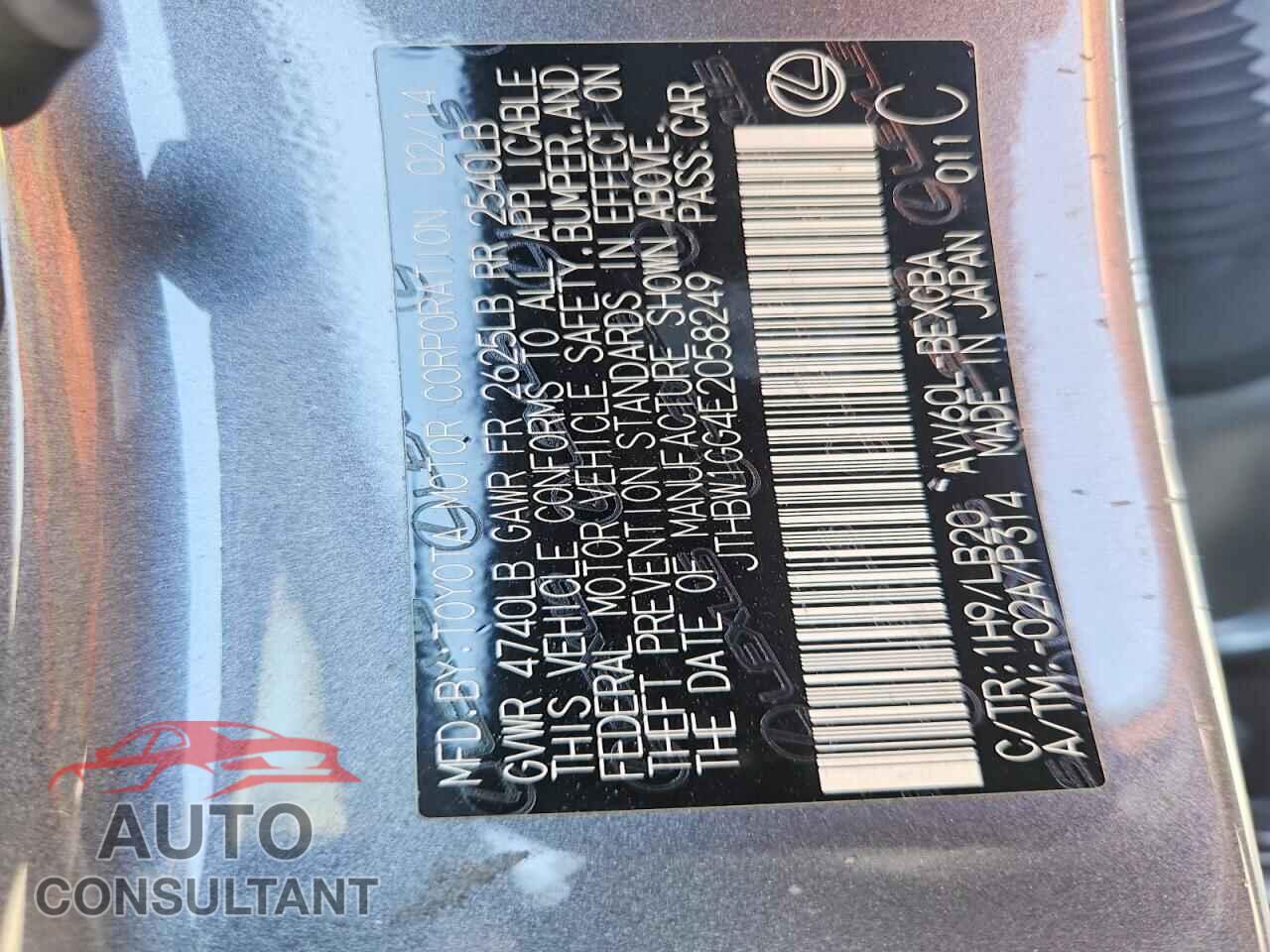 LEXUS ES300 2014 - JTHBW1GG4E2058249