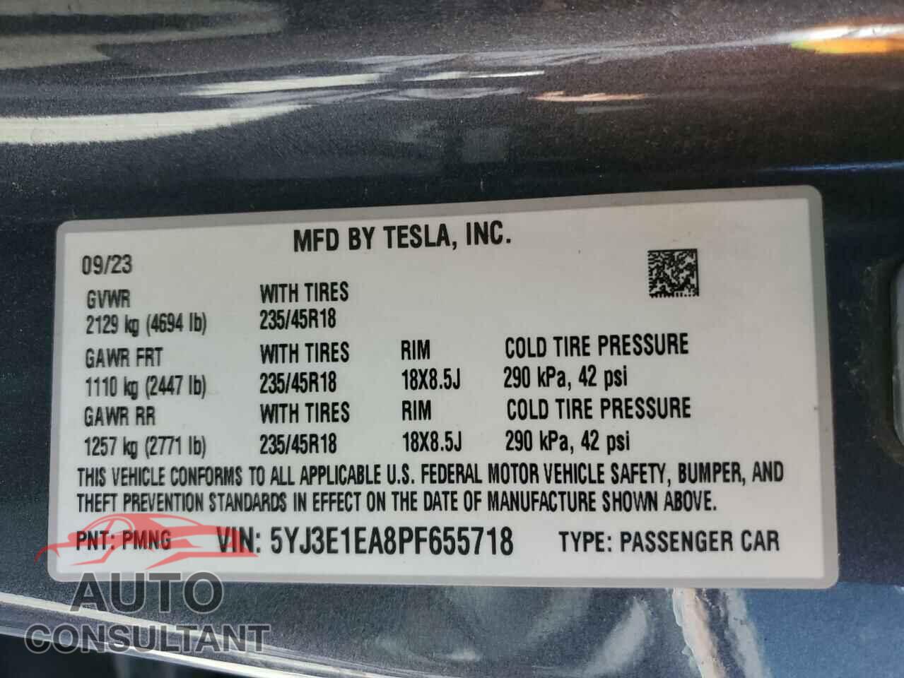 TESLA MODEL 3 2023 - 5YJ3E1EA8PF655718