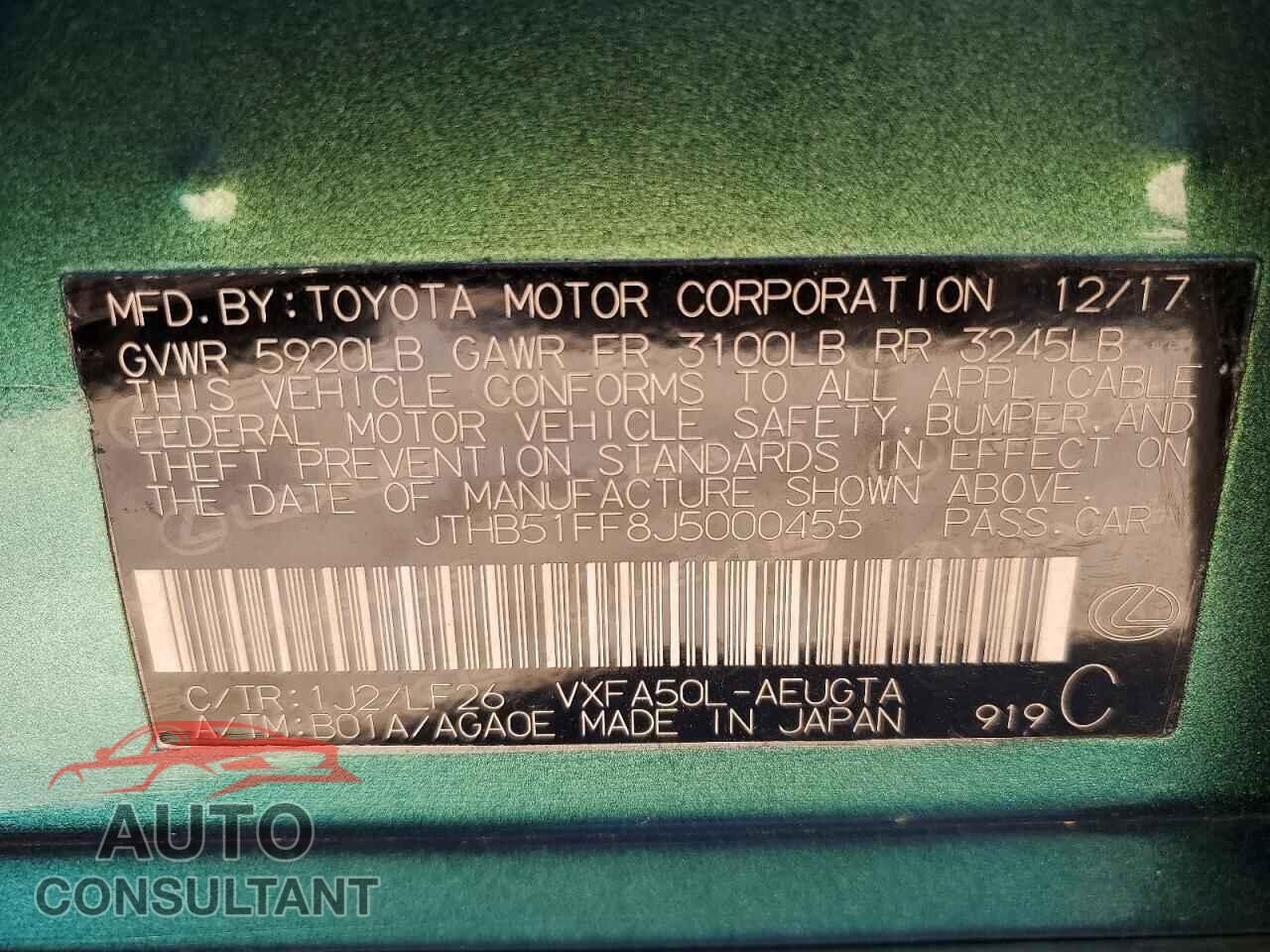 LEXUS LS500 2018 - JTHB51FF8J5000455