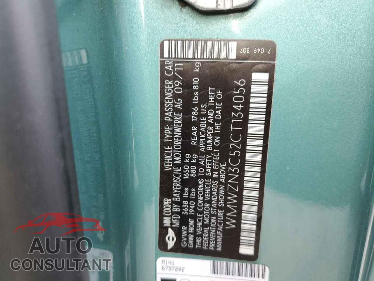 MINI COOPER 2012 - WMWZN3C52CT134056