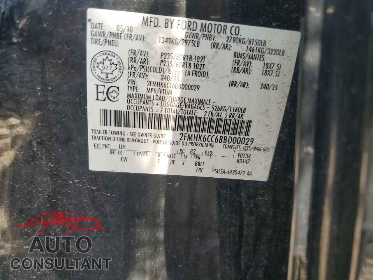 FORD FLEX 2011 - 2FMHK6CC6BBD00029