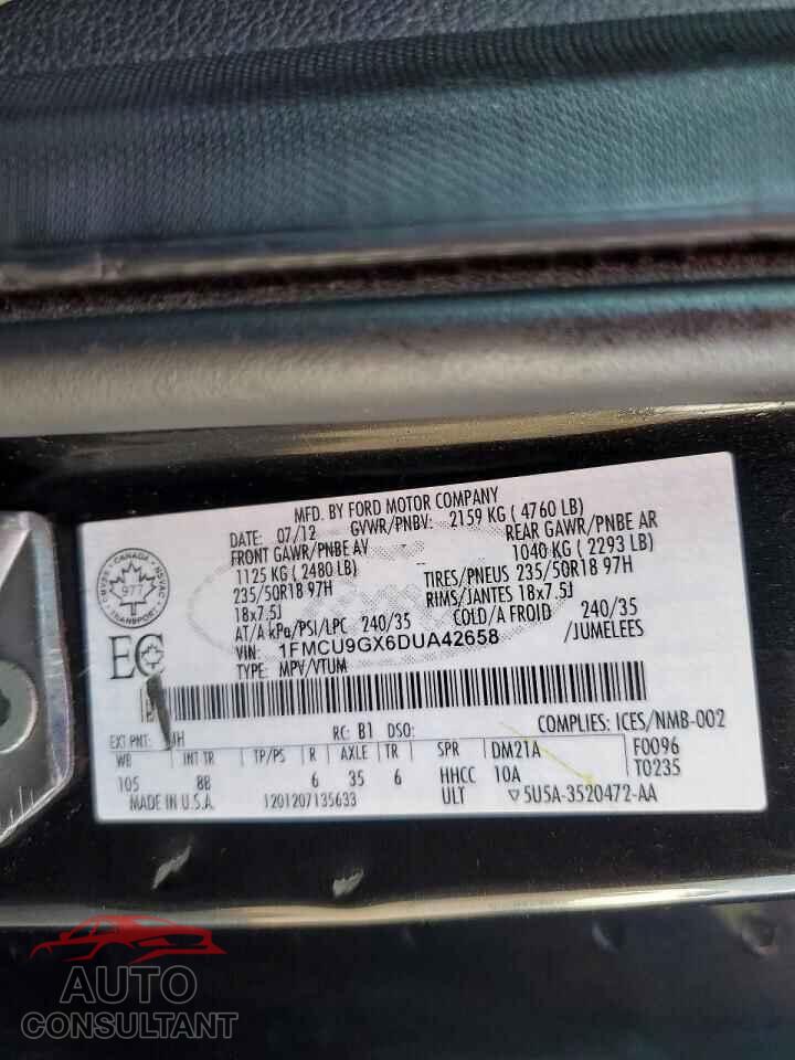 FORD ESCAPE 2013 - 1FMCU9GX6DUA42658