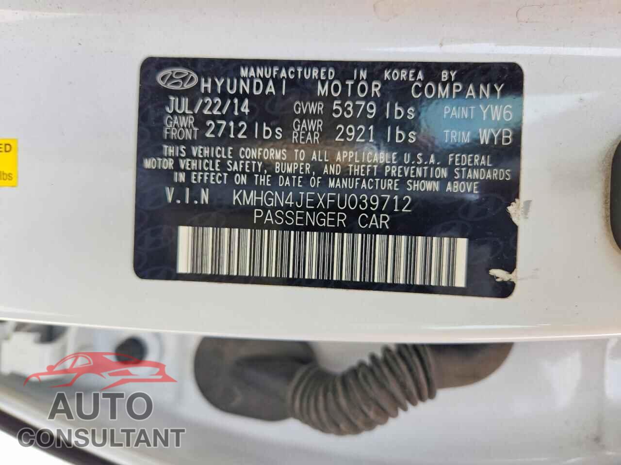 HYUNDAI GENESIS 2015 - KMHGN4JEXFU039712