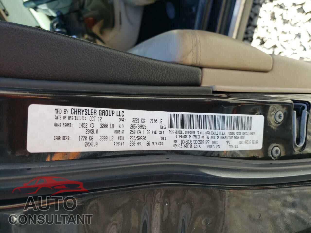 DODGE DURANGO 2013 - 1C4SDJET3DC580127
