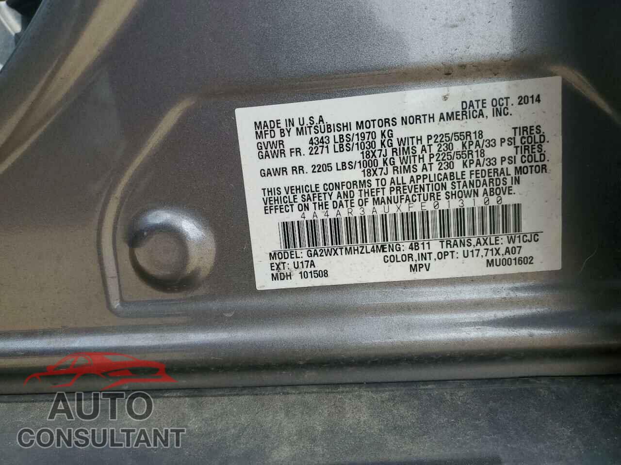 MITSUBISHI OUTLANDER 2015 - 4A4AR3AUXFE013100