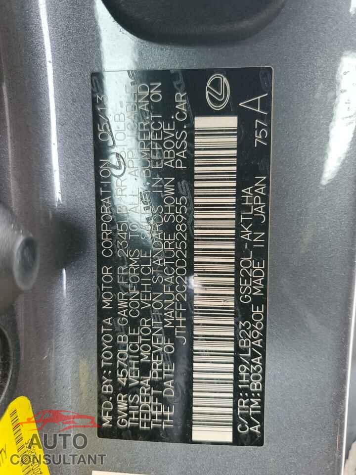 LEXUS IS 2013 - JTHFF2C20D2528955