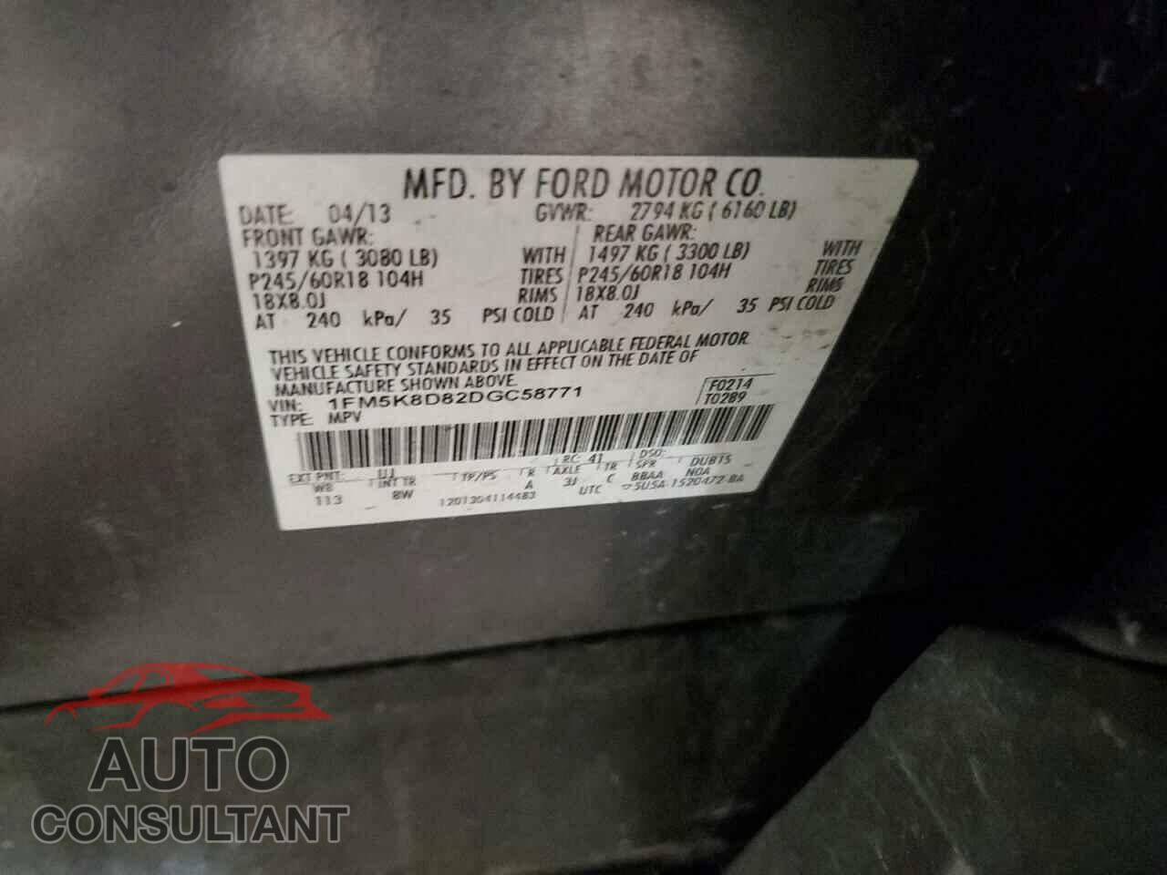 FORD EXPLORER 2013 - 1FM5K8D82DGC58771