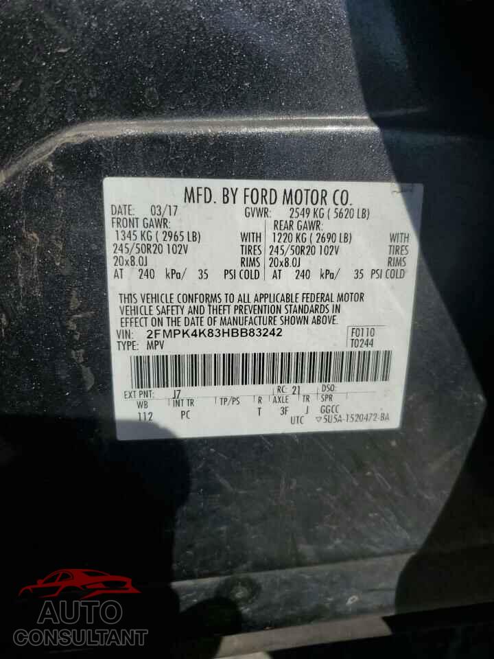 FORD EDGE 2017 - 2FMPK4K83HBB83242