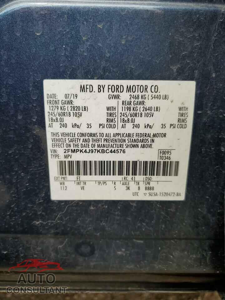 FORD EDGE 2019 - 2FMPK4J97KBC44576
