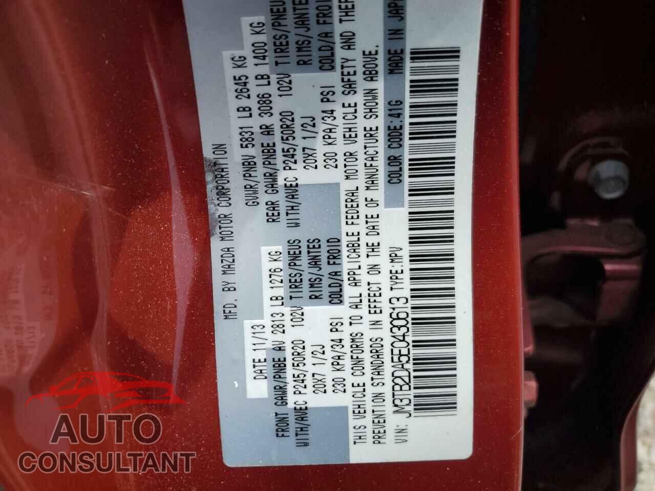 MAZDA CX-9 2014 - JM3TB2DA5E0430613