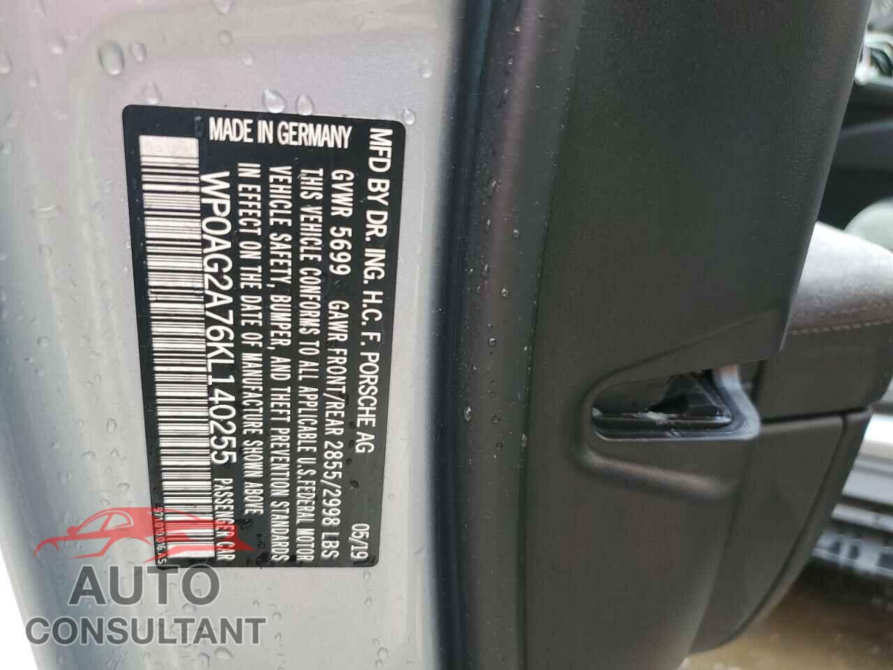 PORSCHE PANAMERA 2019 - WP0AG2A76KL140255