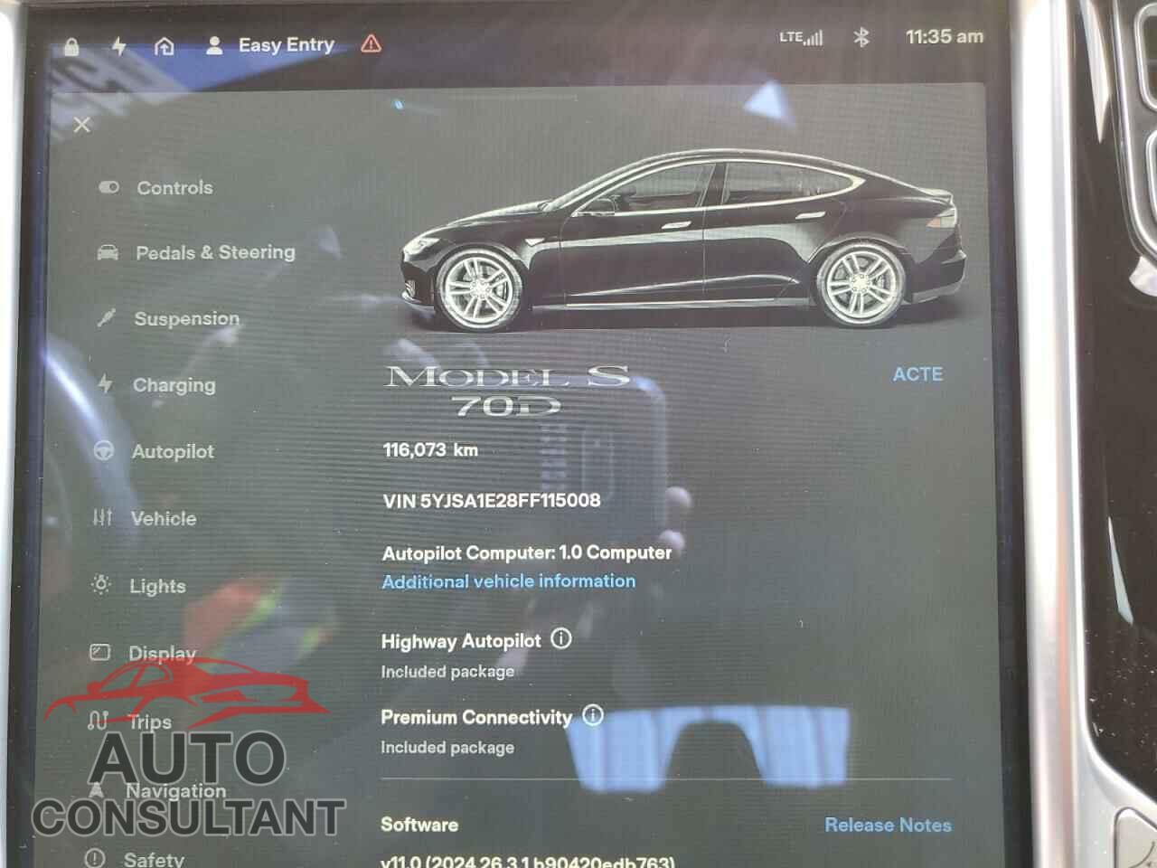 TESLA MODEL S 2015 - 5YJSA1E28FF115008