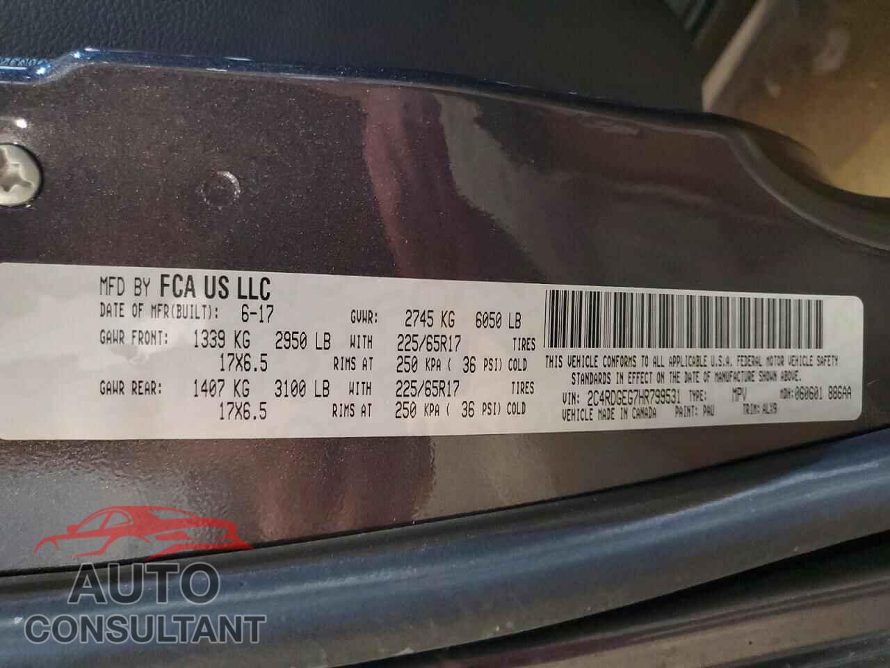 DODGE CARAVAN 2017 - 2C4RDGEG7HR799531