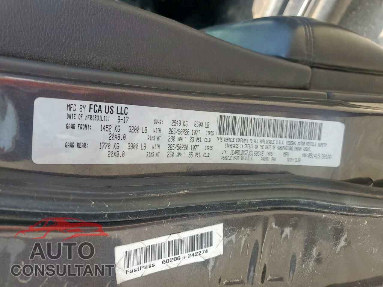 DODGE DURANGO 2018 - 1C4RDJDG7JC160546
