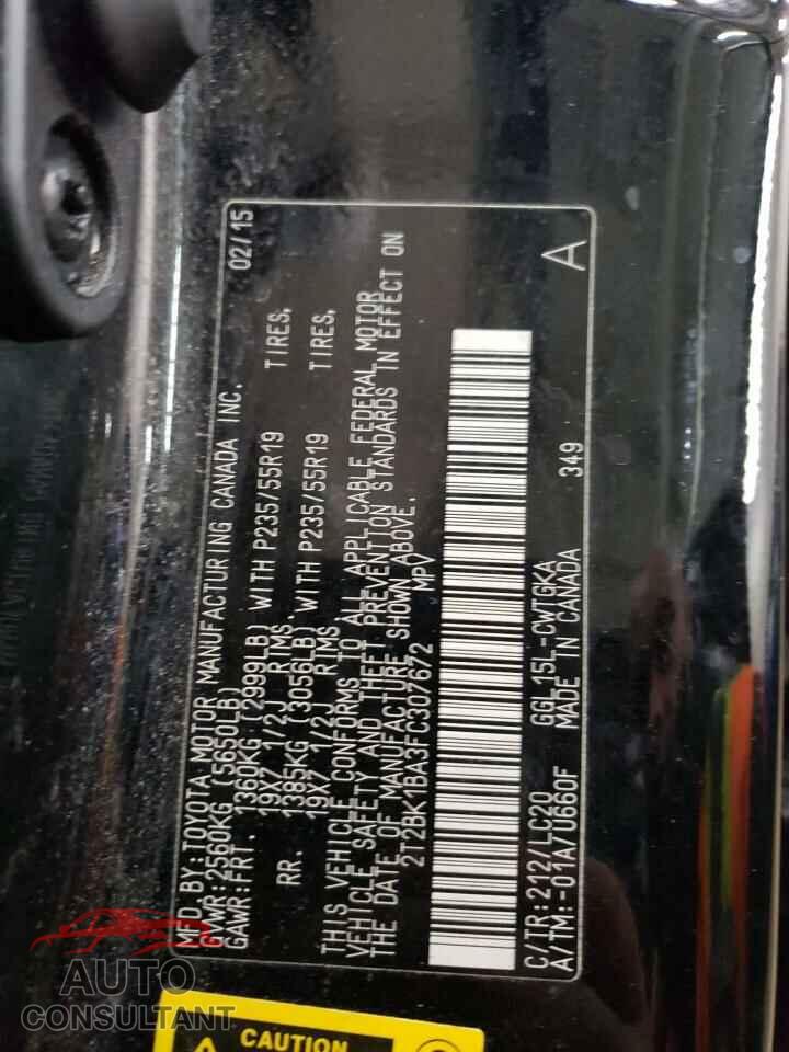 LEXUS RX350 2015 - 2T2BK1BA3FC307672