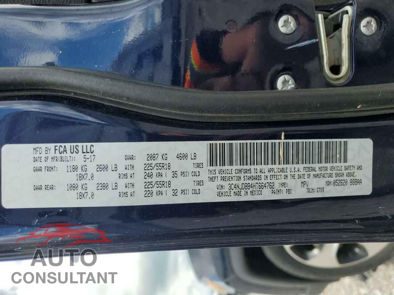 JEEP COMPASS 2017 - 3C4NJDBB4HT664762