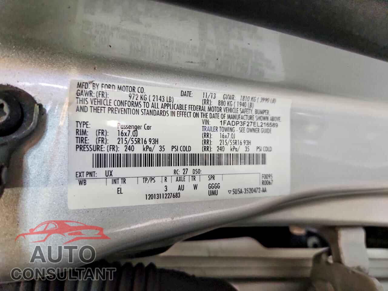 FORD FOCUS 2014 - 1FADP3F27EL216589
