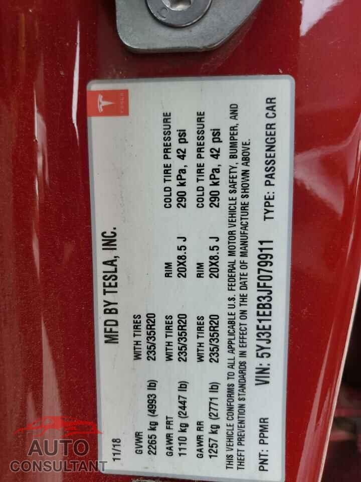 TESLA MODEL 3 2018 - 5YJ3E1EB3JF079911