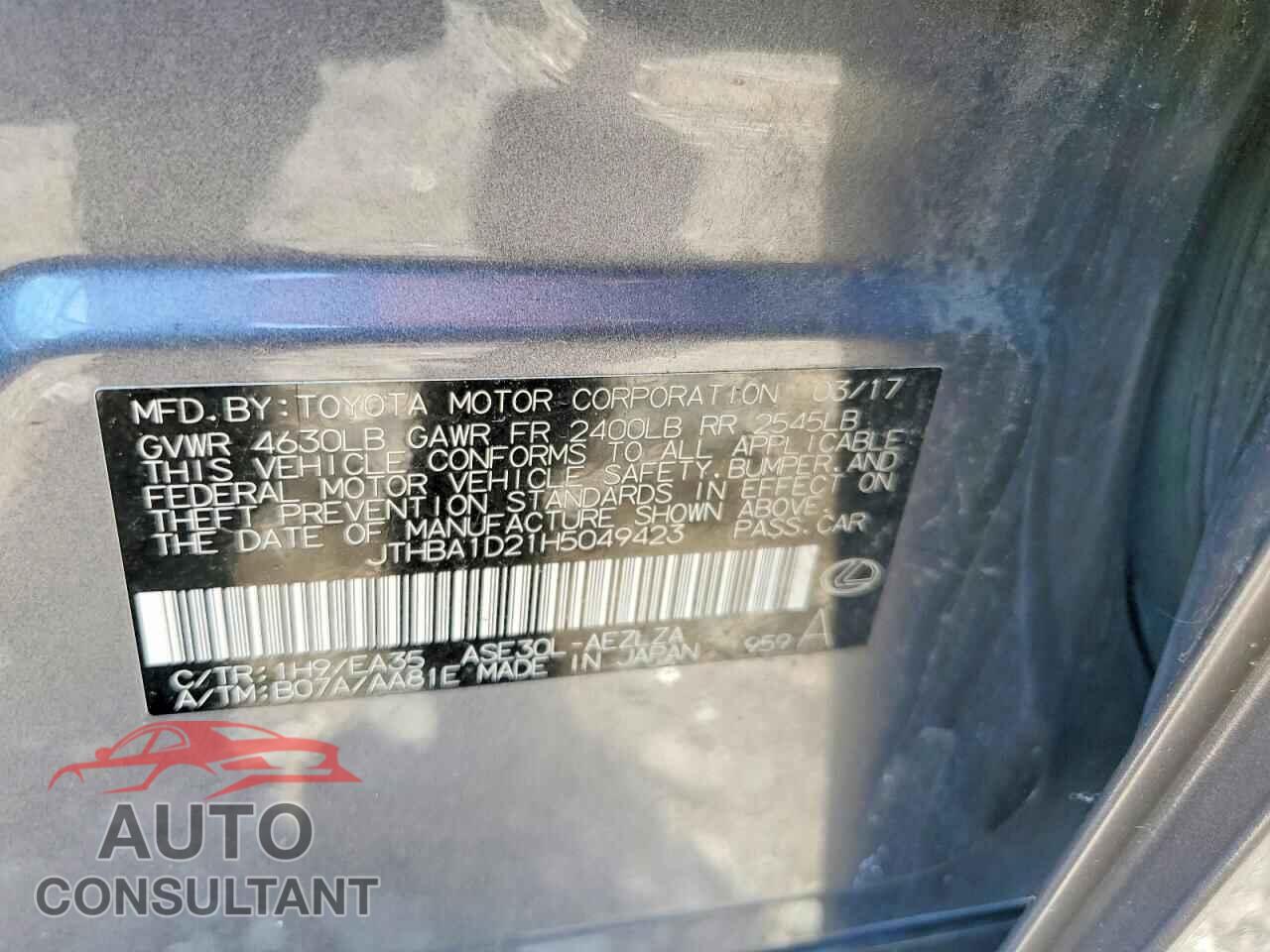 LEXUS IS 2017 - JTHBA1D21H5049423