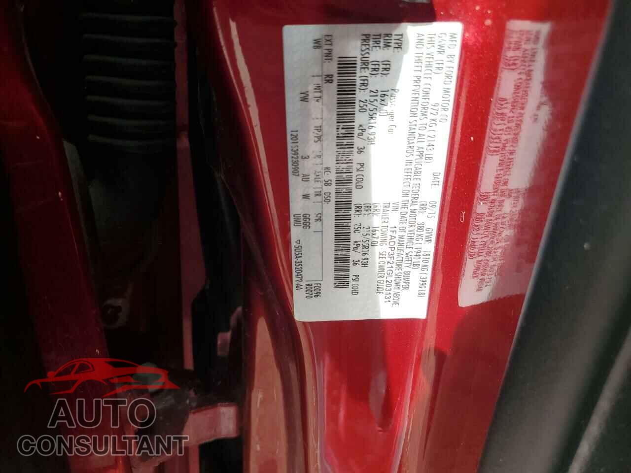 FORD FOCUS 2016 - 1FADP3F21GL203131