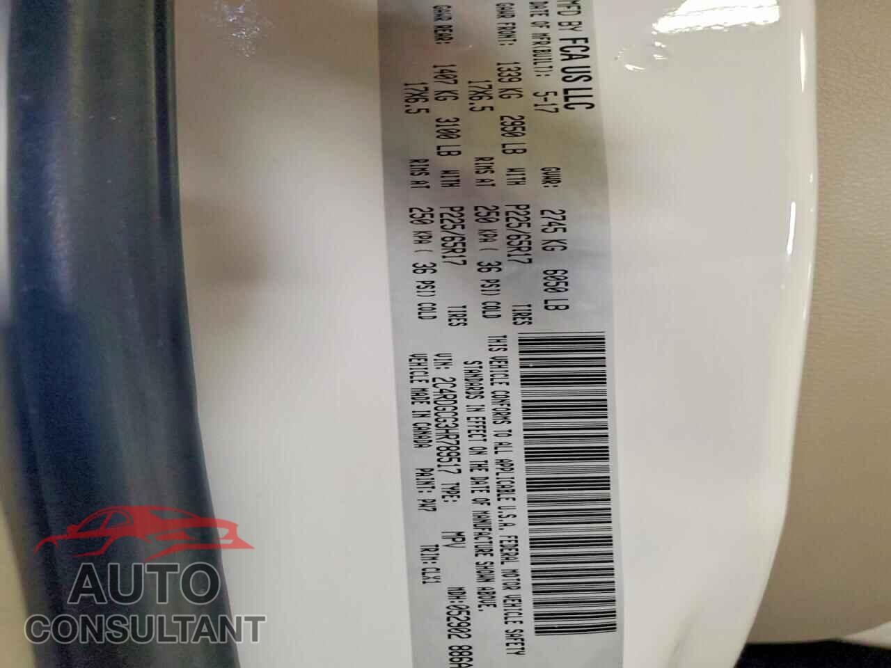 DODGE CARAVAN 2017 - 2C4RDGCG3HR789517