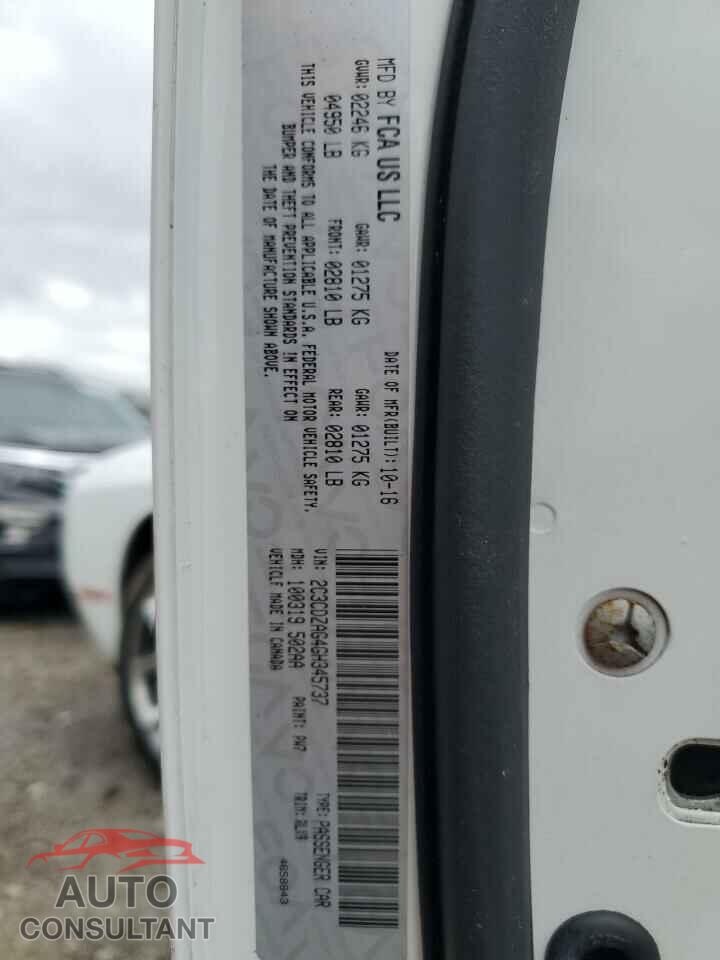 DODGE CHALLENGER 2016 - 2C3CDZAG4GH345737