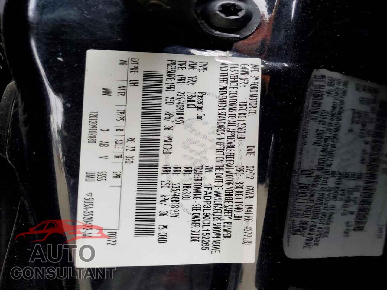 FORD FOCUS 2013 - 1FADP3L90DL152265