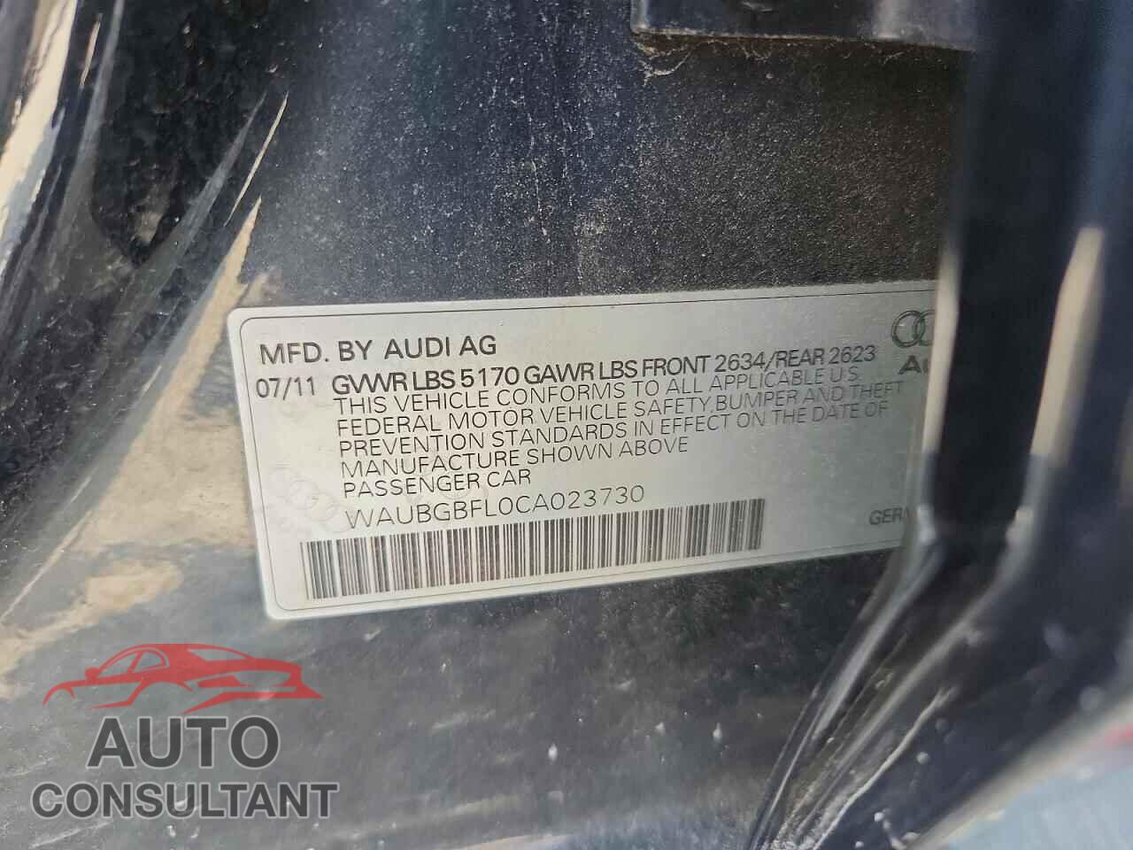 AUDI S4/RS4 2012 - WAUBGBFL0CA023730