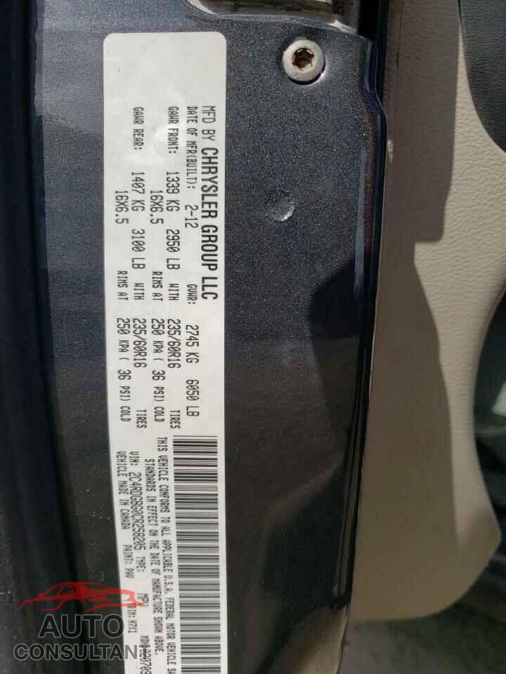 DODGE CARAVAN 2012 - 2C4RDGBG0CR258205