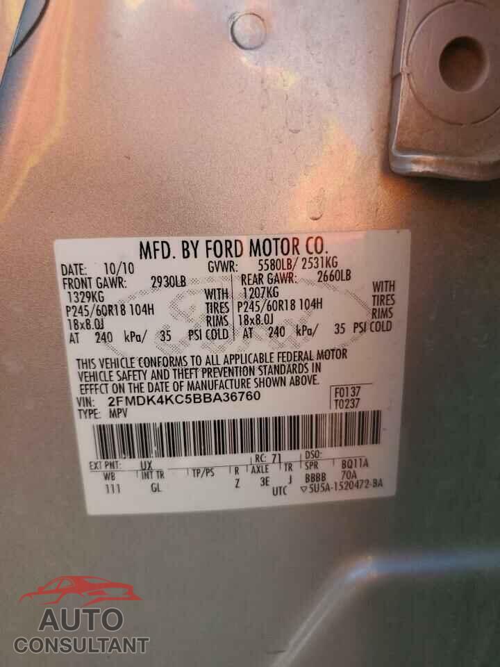 FORD EDGE 2011 - 2FMDK4KC5BBA36760