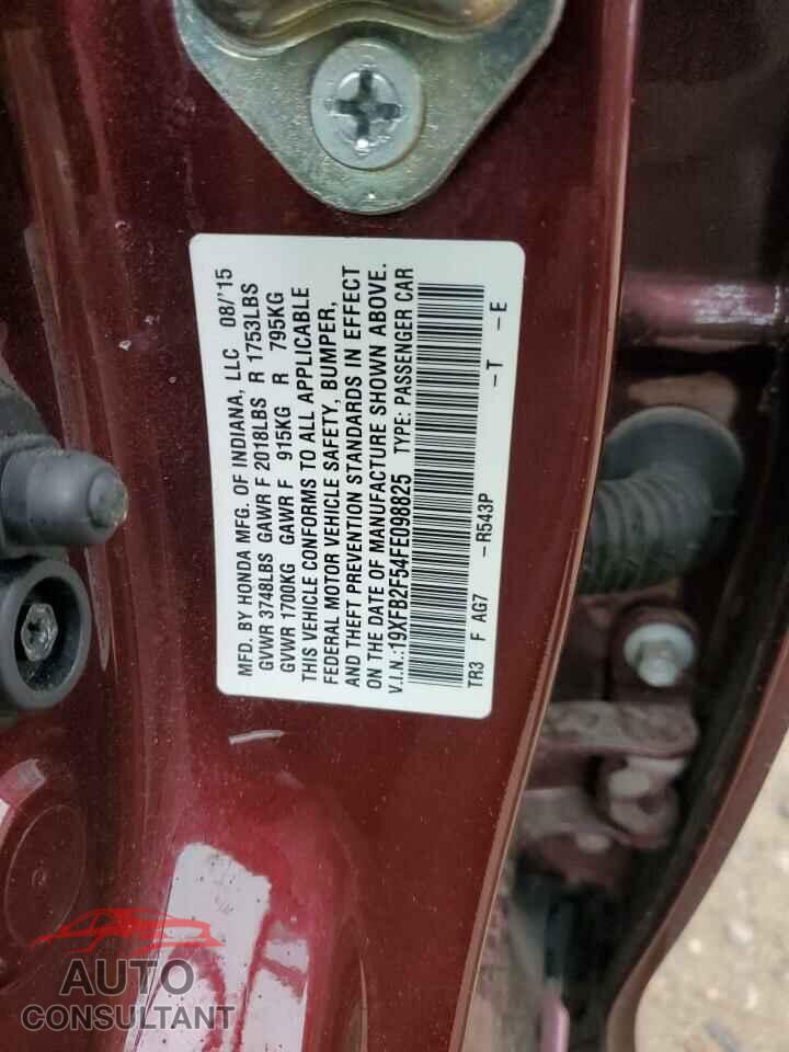 HONDA CIVIC 2015 - 19XFB2F54FE098825