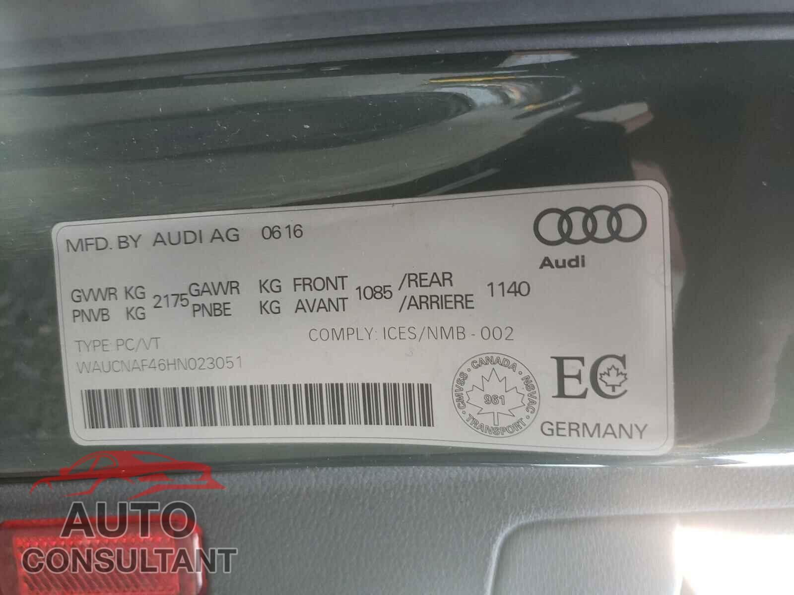 AUDI A4 2017 - WAUCNAF46HN023051