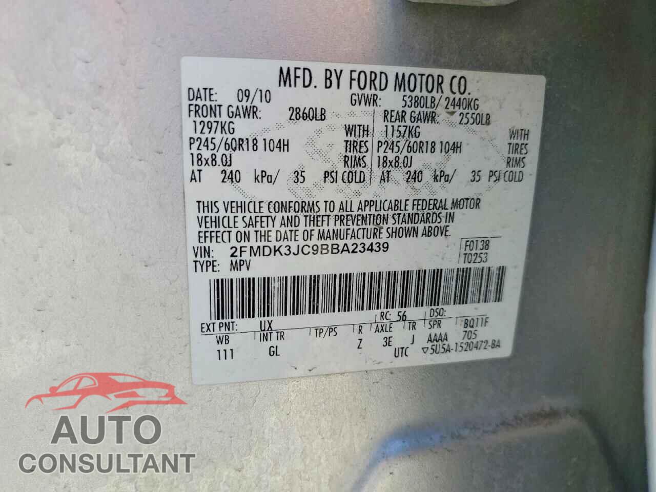 FORD EDGE 2011 - 2FMDK3JC9BBA23439