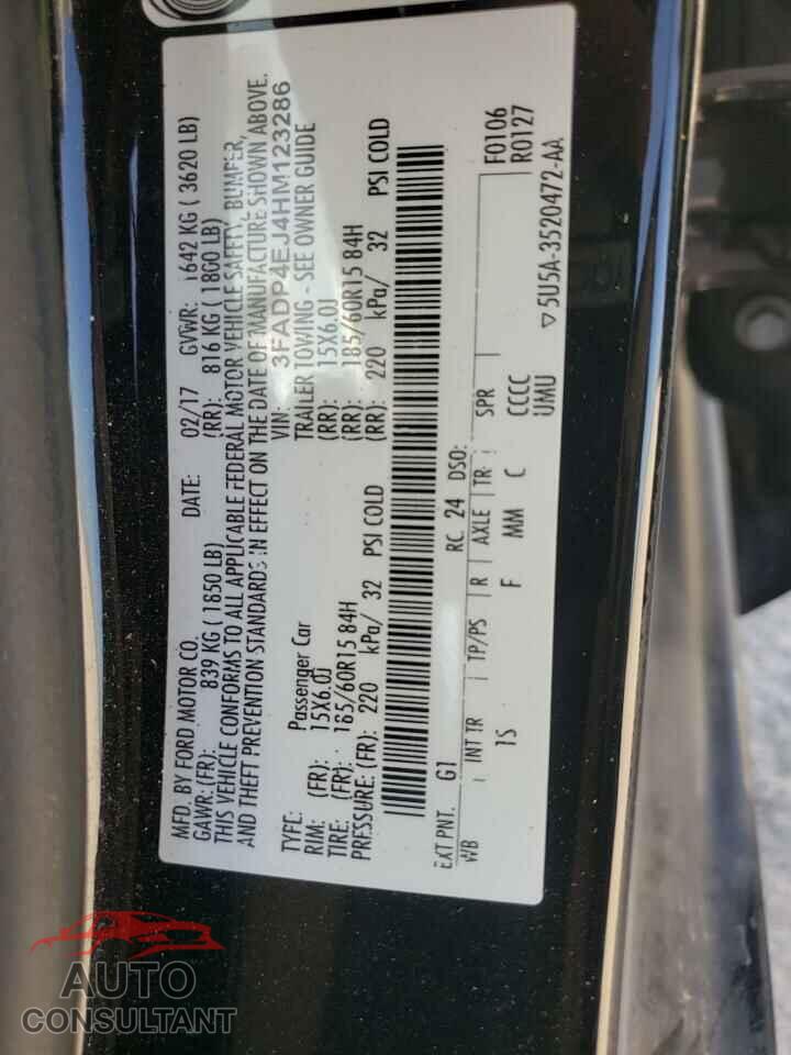 FORD FIESTA 2017 - 3FADP4EJ4HM123286