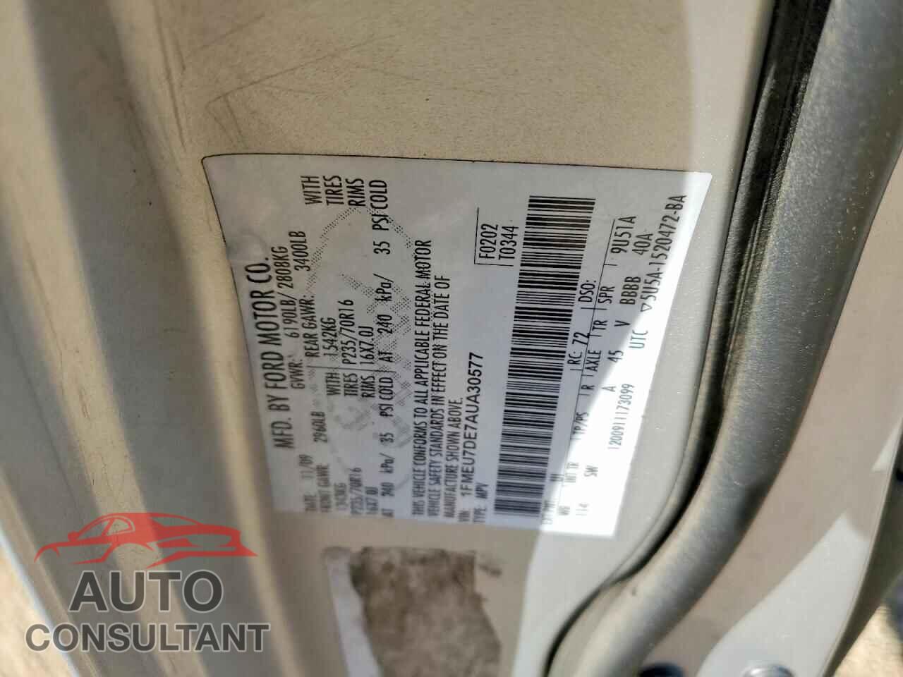 FORD EXPLORER 2010 - 1FMEU7DE7AUA30577
