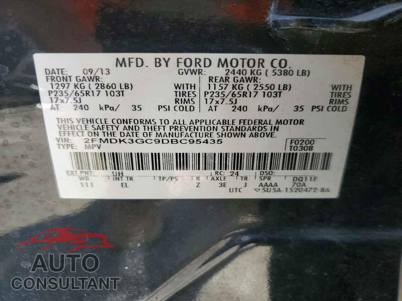 FORD EDGE 2013 - 2FMDK3GC9DBC95435
