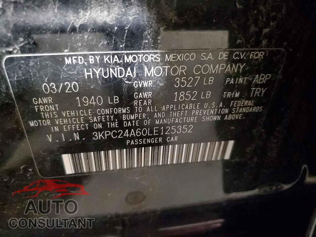 HYUNDAI ACCENT 2020 - 3KPC24A60LE125352