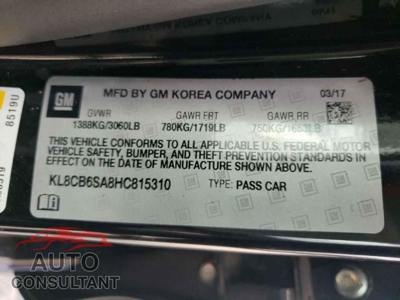 CHEVROLET SPARK 2017 - KL8CB6SA8HC815310