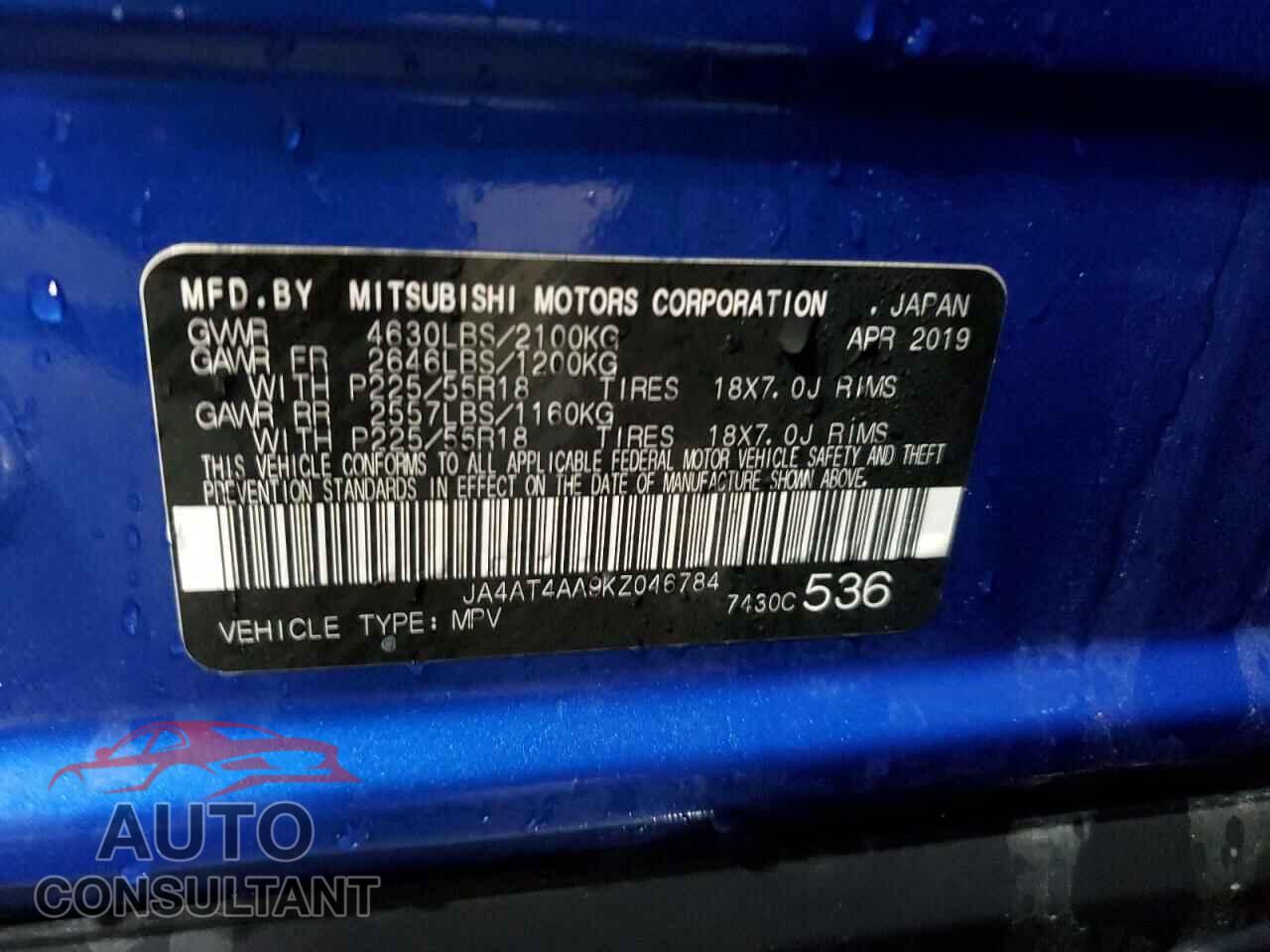 MITSUBISHI ECLIPSE 2019 - JA4AT4AA9KZ046784