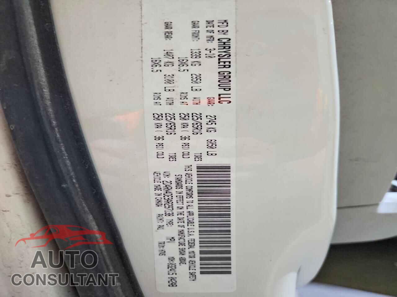 DODGE CARAVAN 2010 - 2D4RN4DE9AR297138