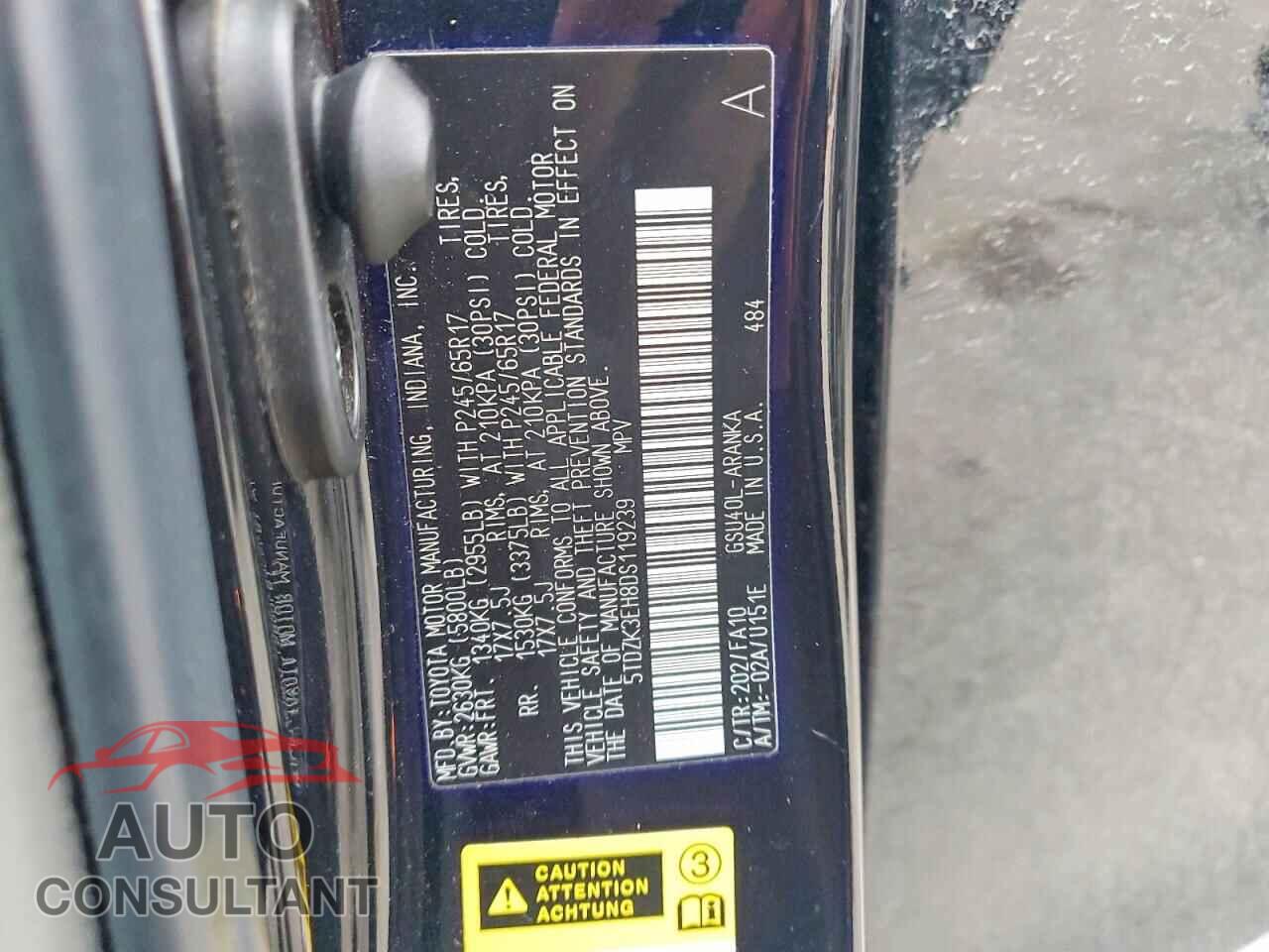 TOYOTA HIGHLANDER 2013 - 5TDZK3EH8DS119239