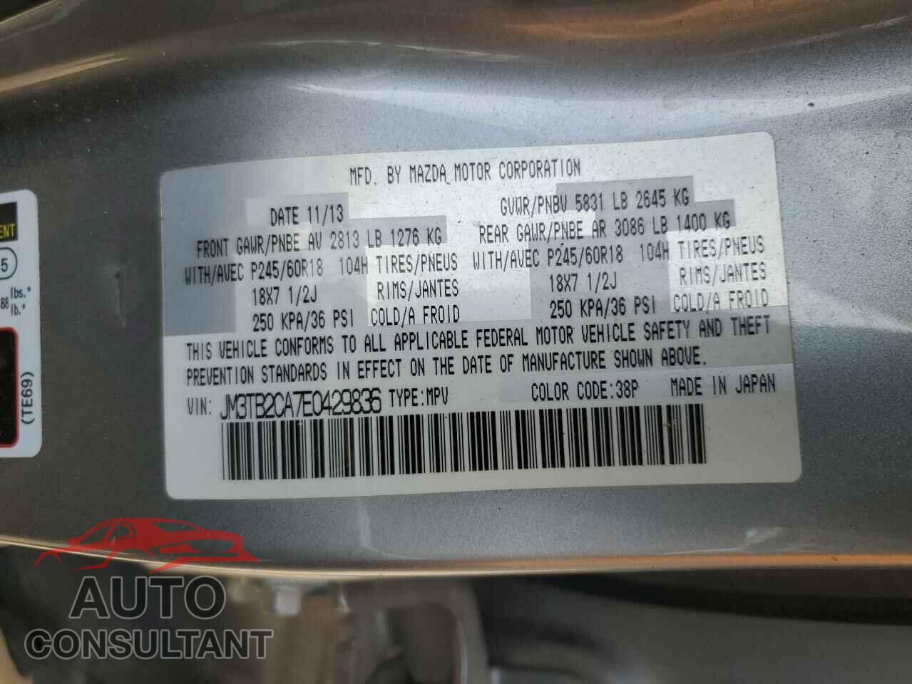 MAZDA CX-9 2014 - JM3TB2CA7E0429836