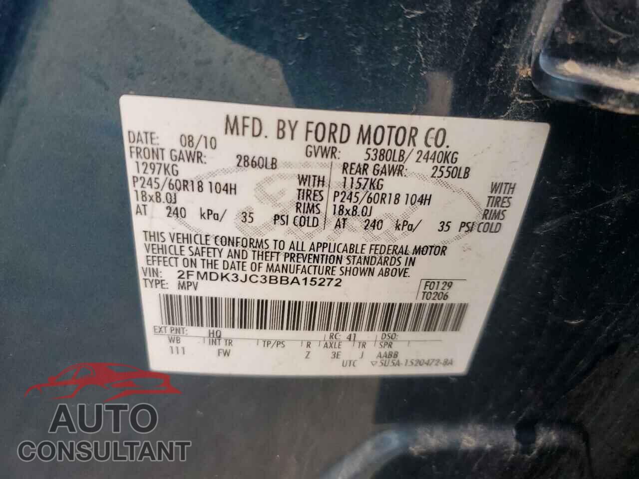 FORD EDGE 2011 - 2FMDK3JC3BBA15272